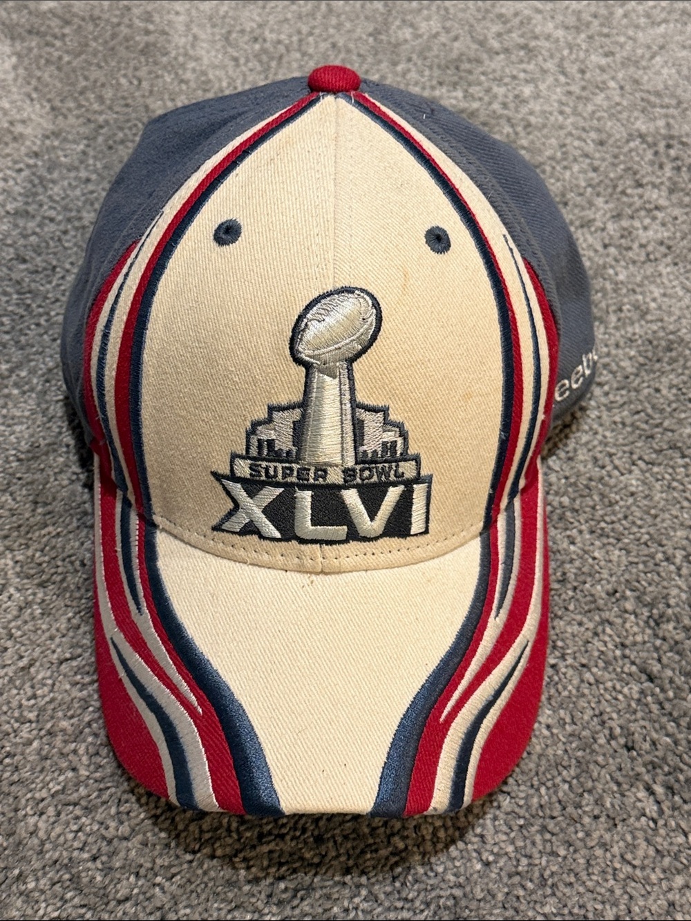 Reebok NFL Authentic Super Bowl XLVI Embroidered Hat w/ Original Sticker